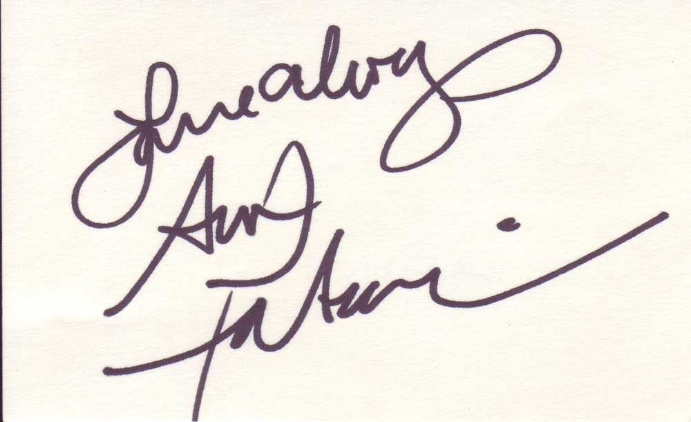Ava Fabian in-person autographed 3x5 index card