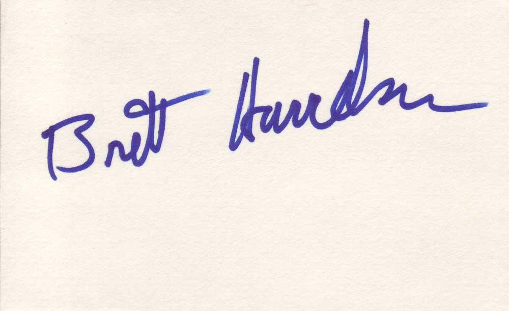 Brett Harrelson autographed 3 x 5 index card