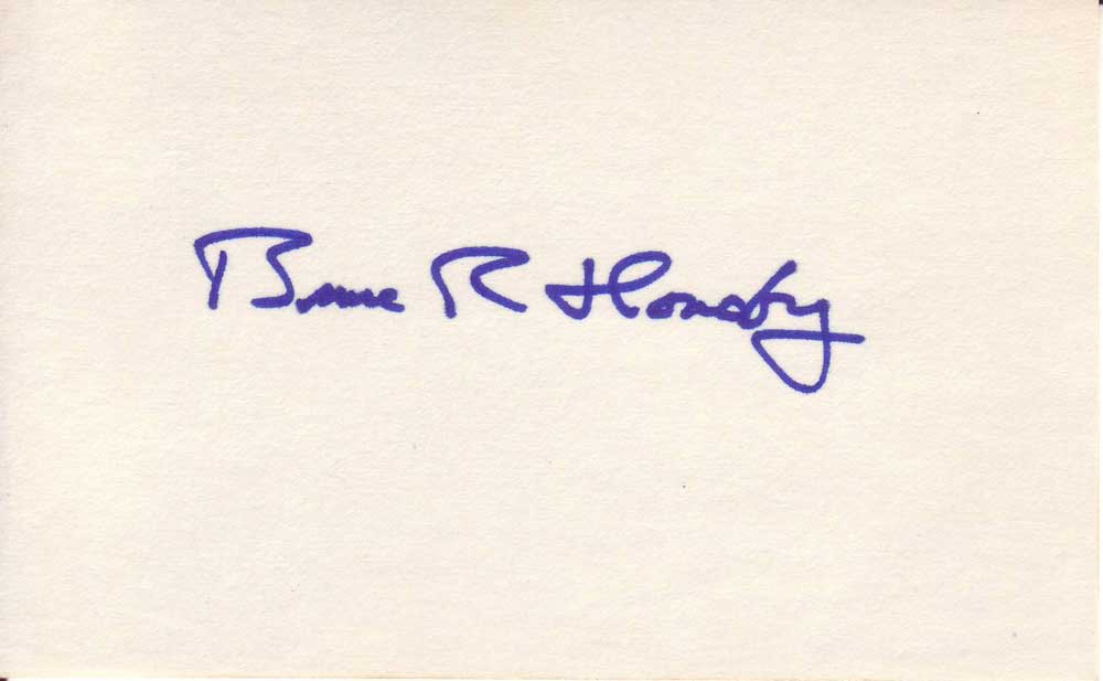 Bruce Hornsby autographed 3 x 5 index card
