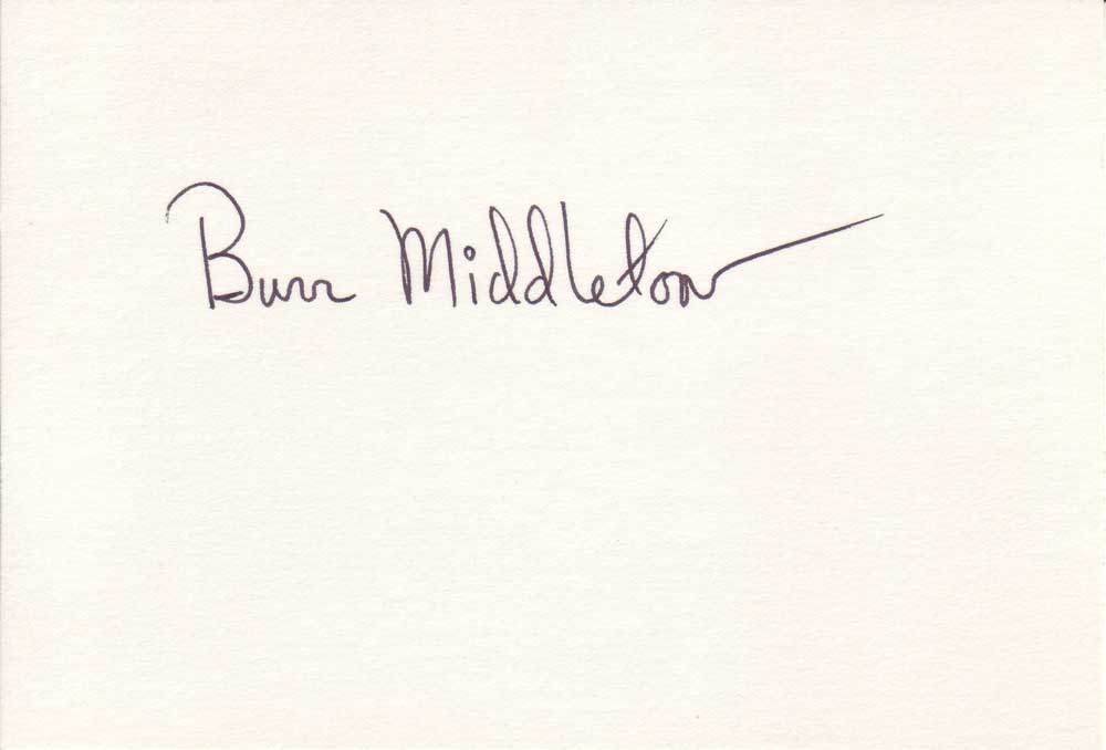 Burr Middleton Autographed Index Card