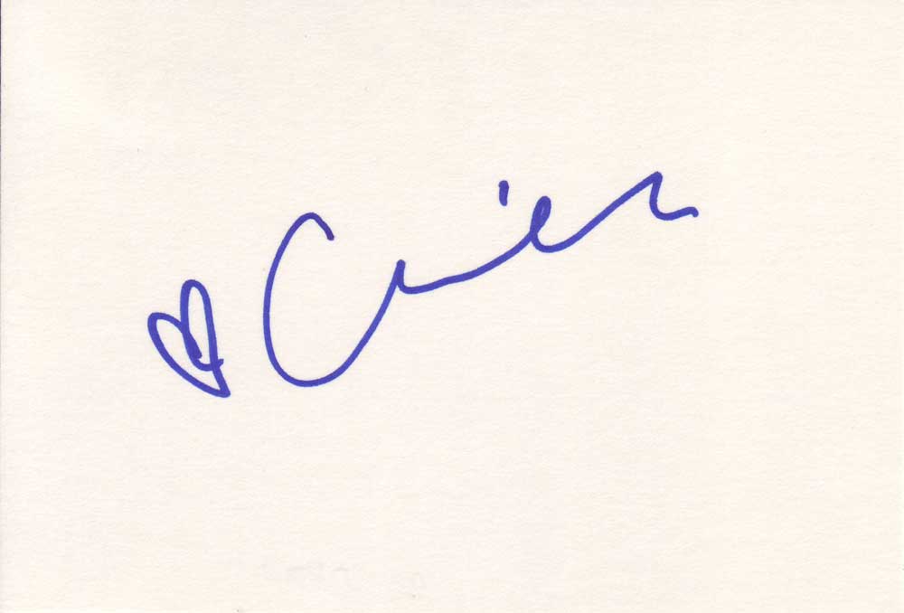 China Chow in-person autographed index card
