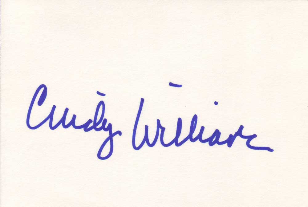 Cindy Williams Autographed Index Card