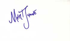 Matt Stone Autographed Index Card