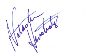 Natasha Henstridge Autographed Index Card