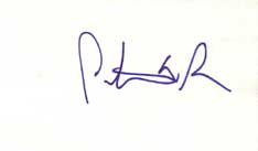 Peter Berg Autographed Index Card