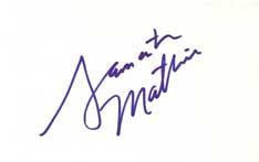Samantha Mathis Autographed Index Card