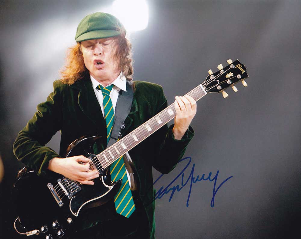 angus young signed photo