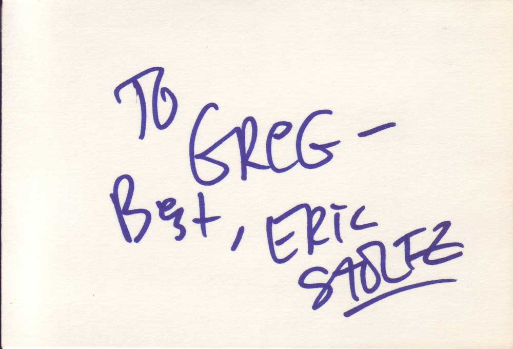 Eric Stoltz in-person autographed index card