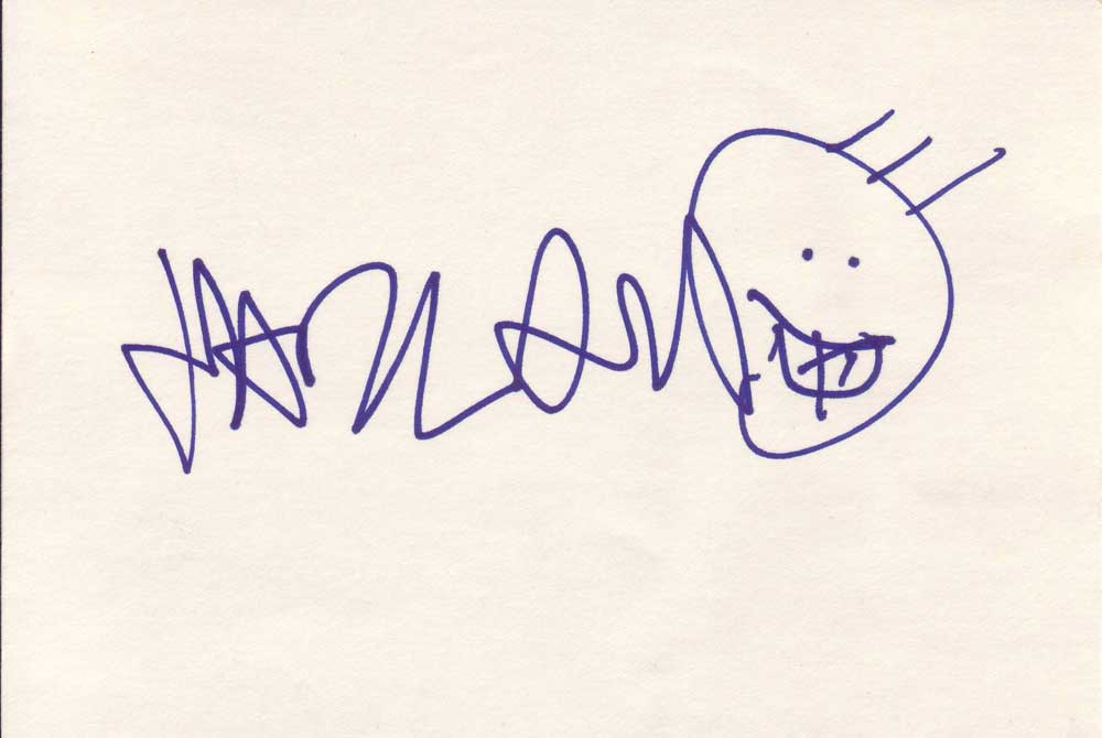 Harland Williams Autographed Index Card