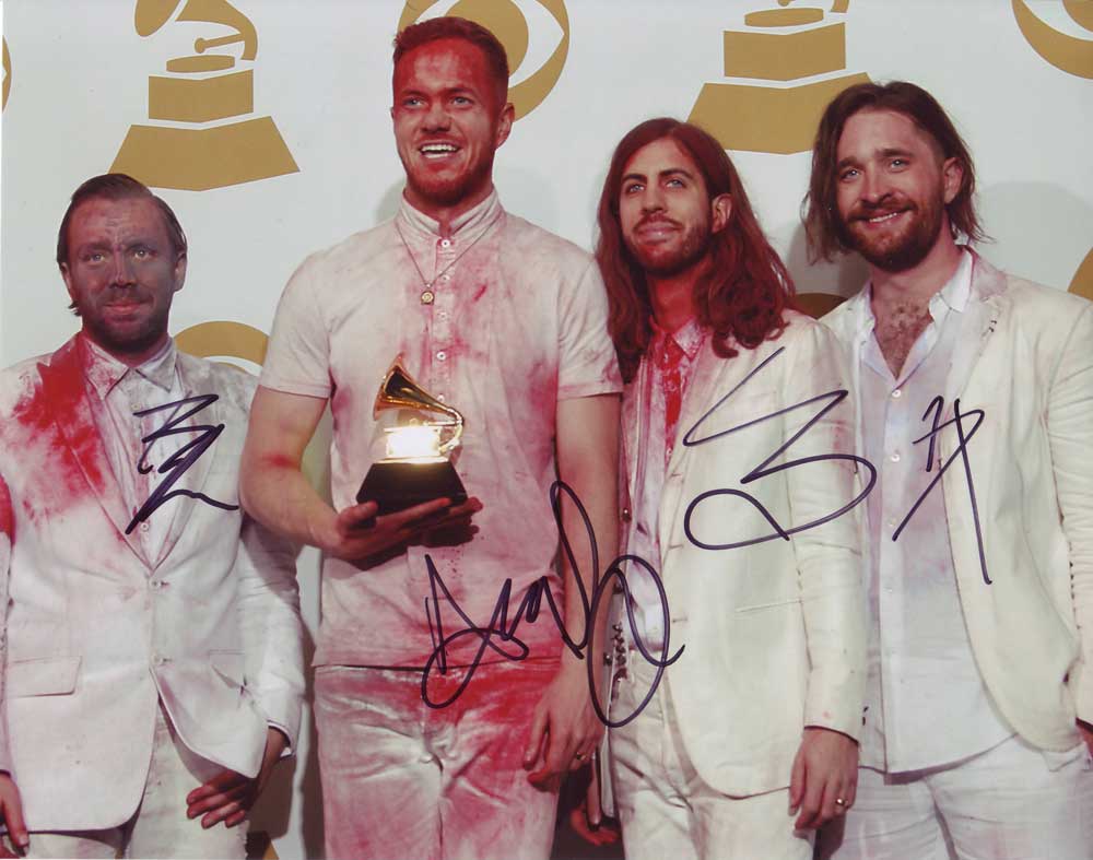 Imagine Dragons In-person Autographed Group Photo By All 4