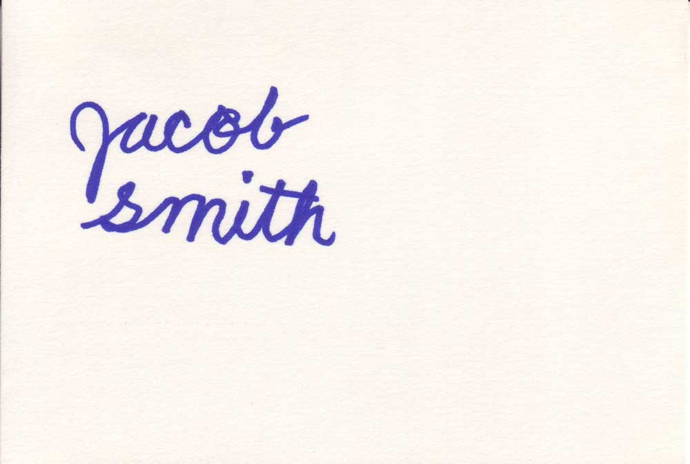 Jacob Smith Autographed Index Card