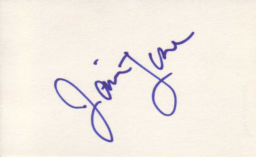 Jamie Luner autographed 3 x 5 index card