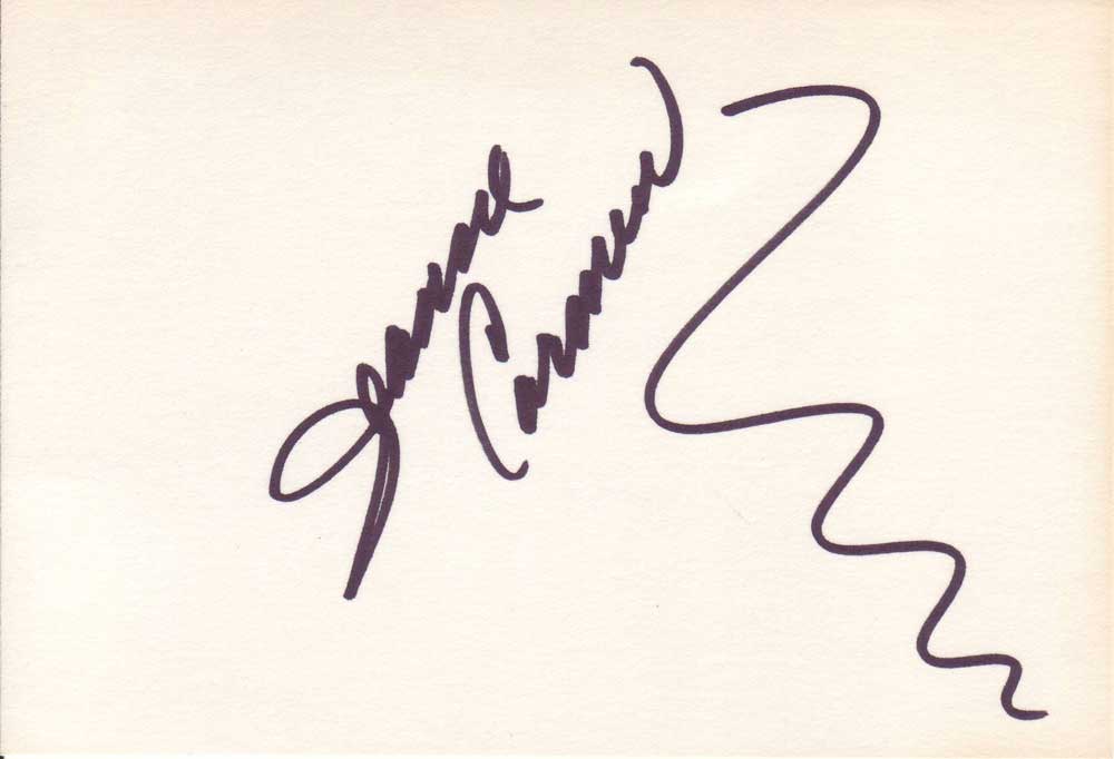 Jeanne Carmen Autographed Index Card