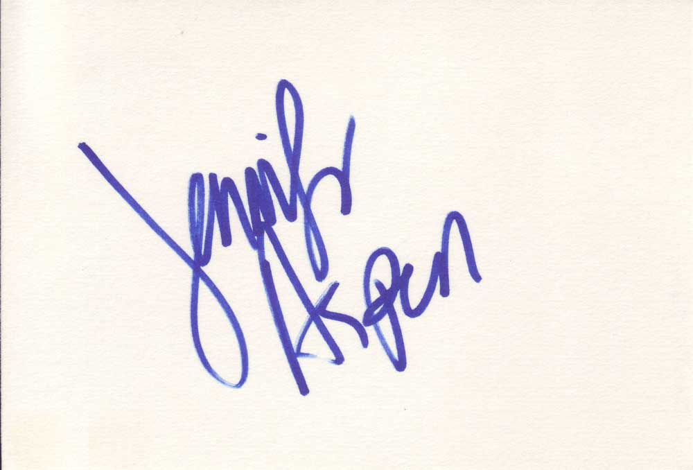Jennifer Aspen Autographed Index Card