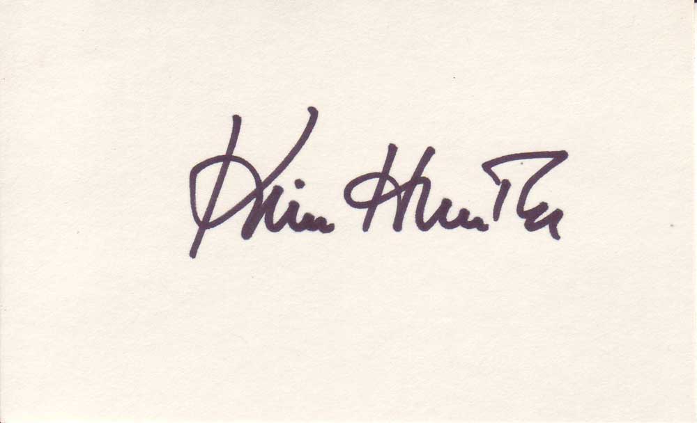 Kim Hunter autographed 3 x 5 index card