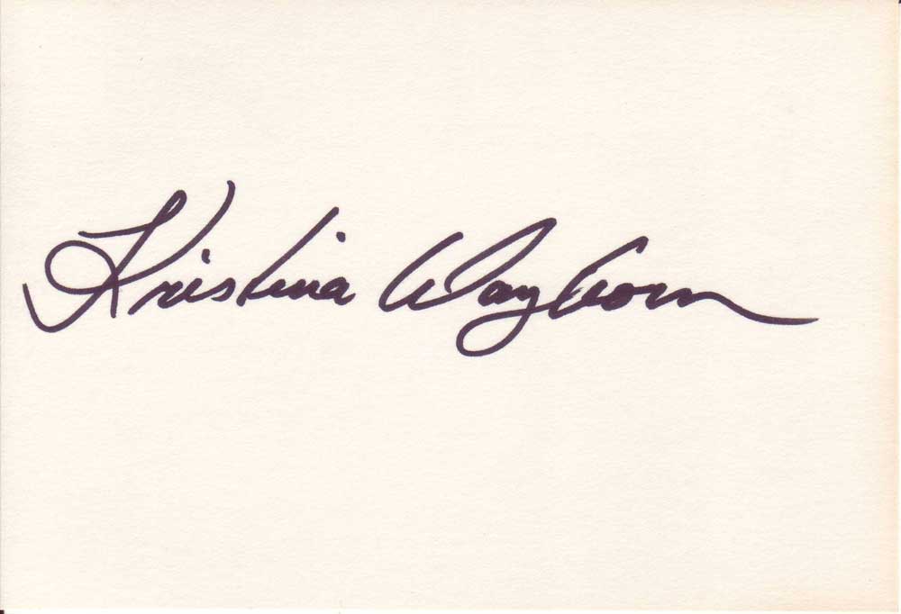 Kristina Wayborn Autographed Index Card