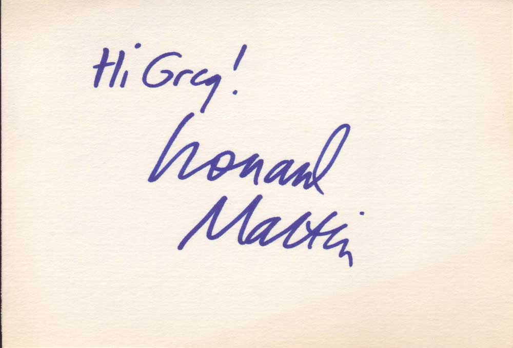 Leonard Maltin Autographed Index Card