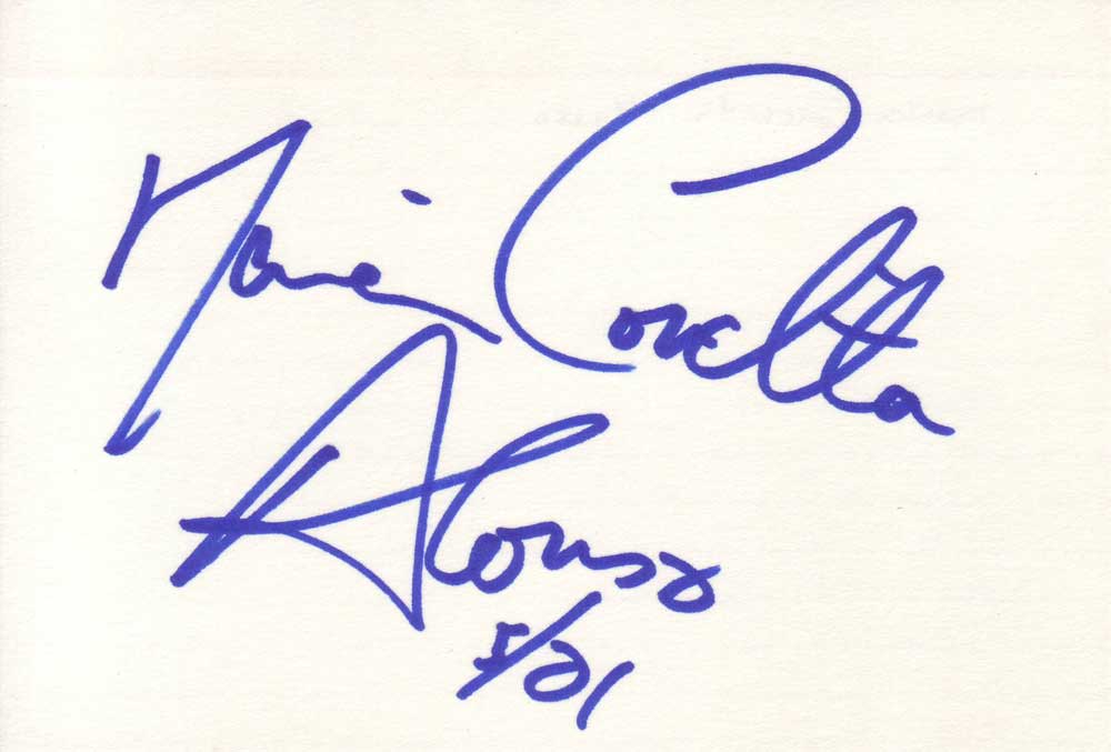 Maria Conchita Alonso Autographed Index Card