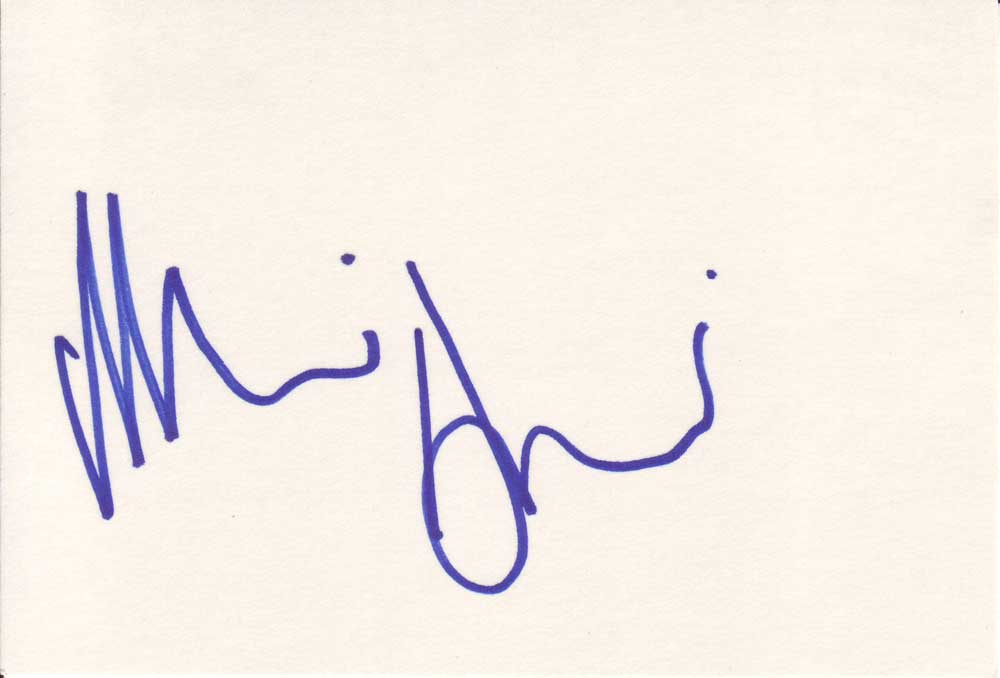 Minnie Driver Autographed Index Card