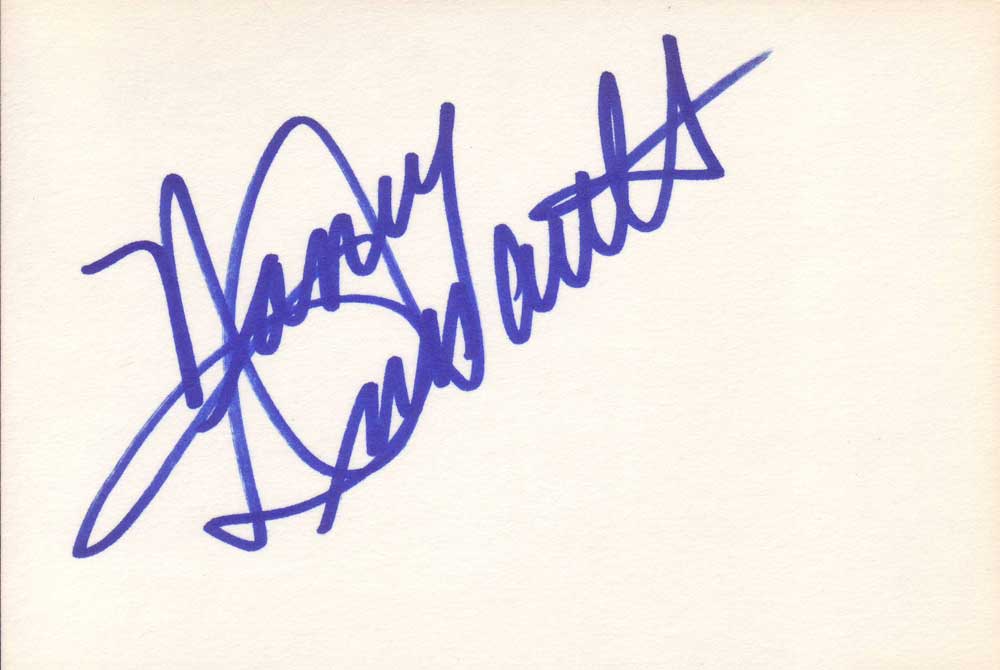 Nancy Dussault Autographed Index Card