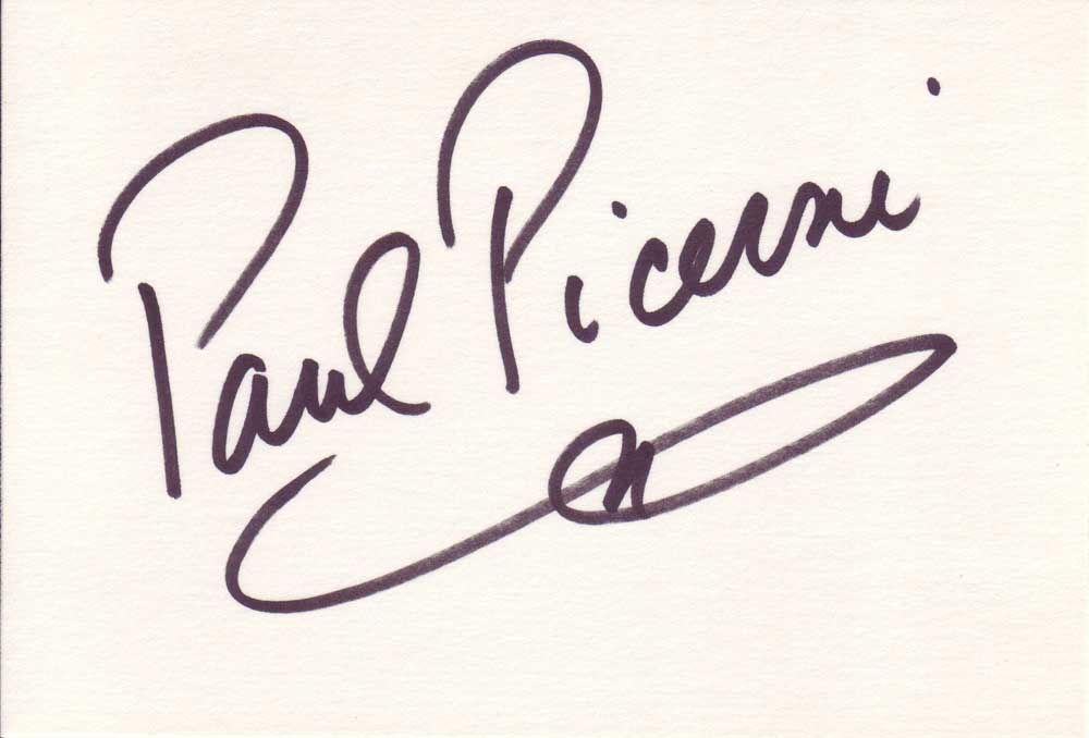 Paul Picerni Autographed Index Card