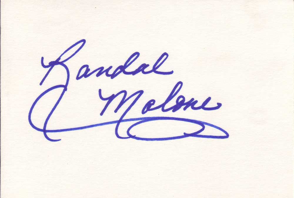 Randal Malone Autographed Index Card