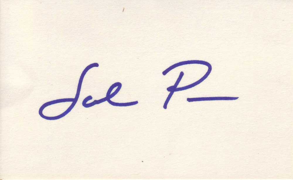 Sal Piro autographed 3 x 5 index card