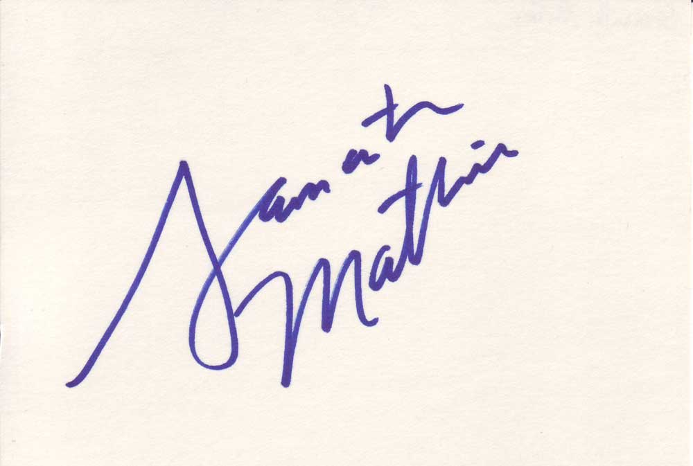 Samantha Mathis Autographed Index Card
