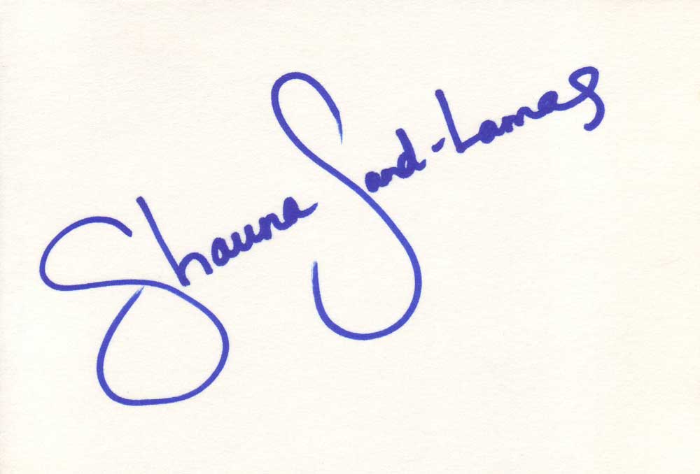 Shauna Sand Lamas Autographed Index Card