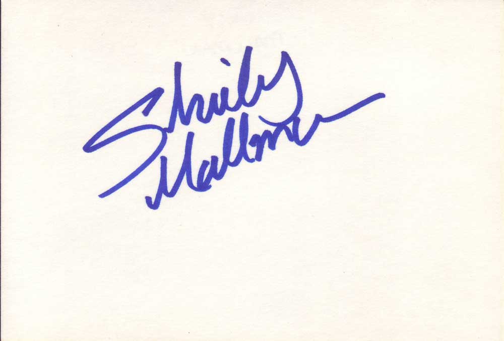 Shirley Mallmann in-person autographed index card