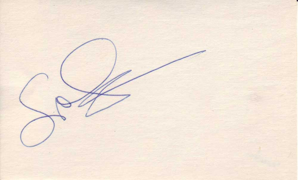 Susan Sarandon autographed 3 x 5 index card