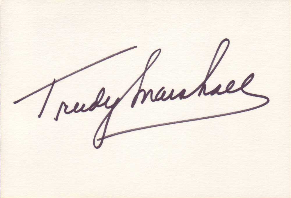 Trudy Marshall Autographed Index Card