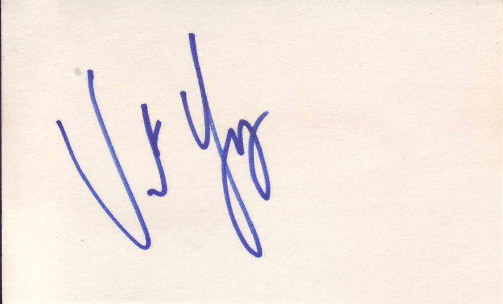 Vincent Young autographed 3 x 5 index card