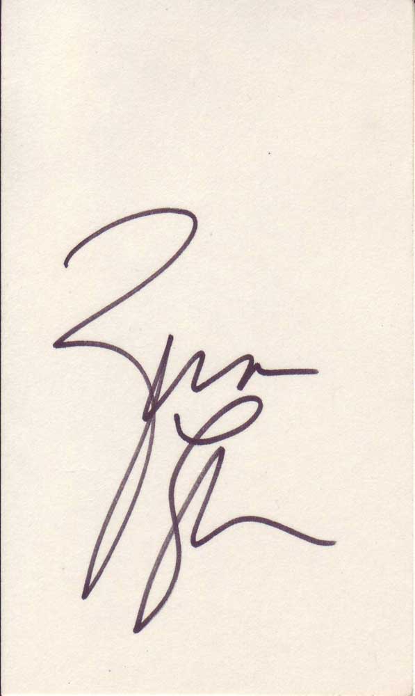 Zina Garrison autographed 3 x 5 index card